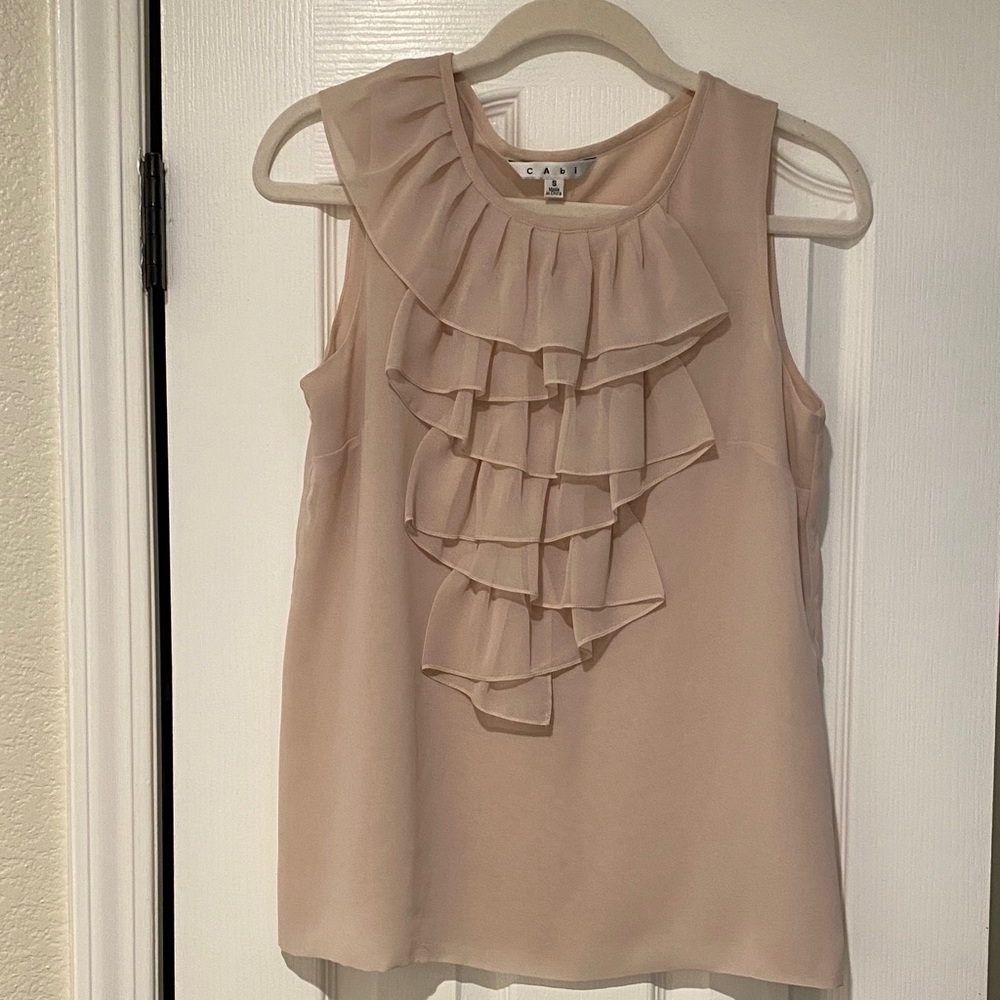 CAbi CreamRuffle Front Sleeveless Camisole